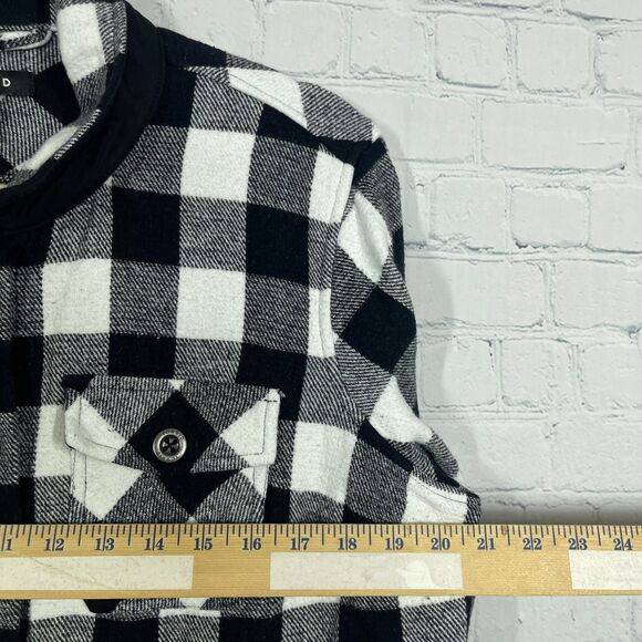 Torrid Coat Plus Women 1X Check Black White Chore Utility Jacket Cotton Shacket - Picture 12 of 13